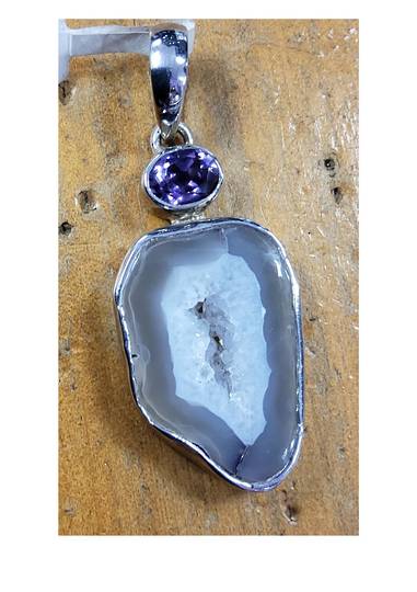 Sterling Silver Agate and Amethyst Pendant was $195 now $95